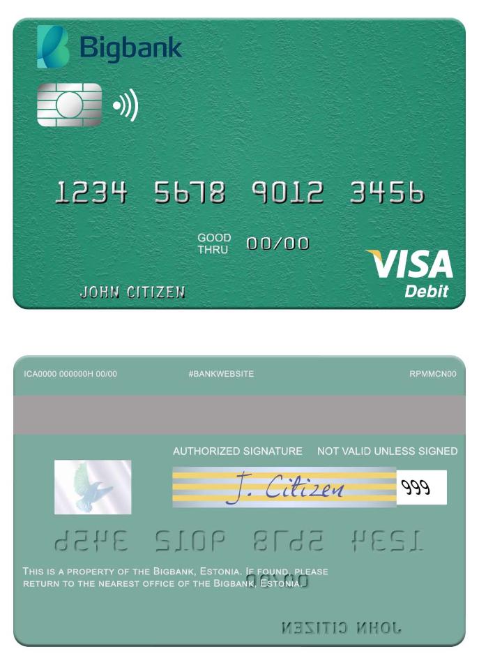 Estonia Bigbank visa debit card